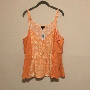 Torrid Babydoll Crinkle Gauze Racerback Tank Size 1X NWT Lotus Ditzy/peach bloom